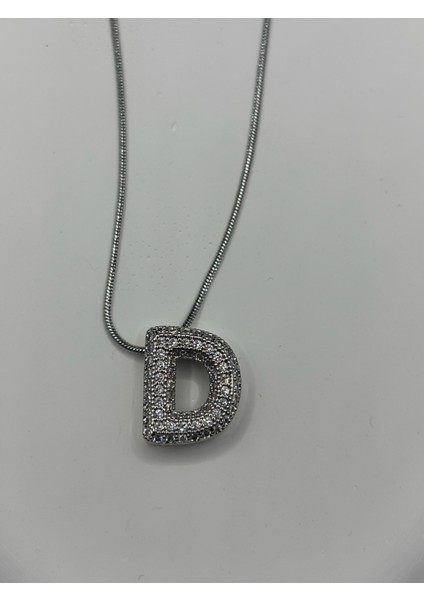 Zirkon Taşlı Gümüş D Harf Kolye modelleri