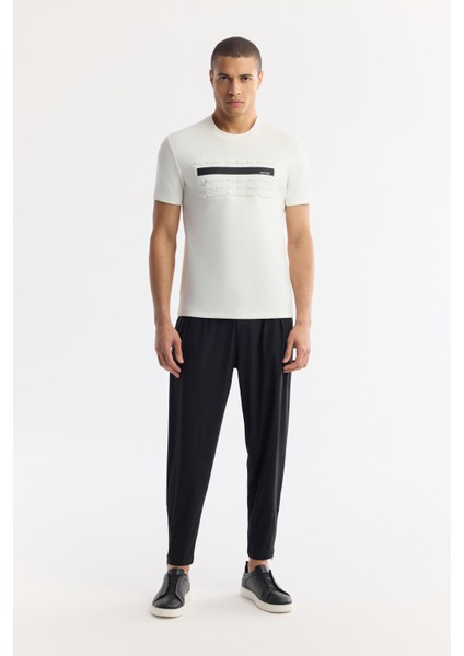 Erkek Ekru Bisiklet Yaka Baskılı Bi-Stretch İnterlok Regular Fit T-Shirt A51Y1002 indirimleri