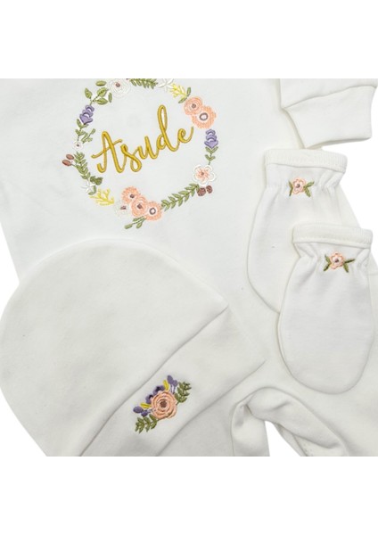 Isimli Hastane Çıkışı 3 Lü Set Çiçek Laruel Desenli