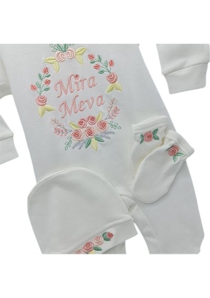 Isimli Hastane Çıkışı 3 Lü Set Rococo Laruel Desenli Pudra modelleri