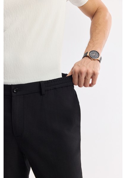 Erkek Siyah Yandan Cepli Beli Lastikli Soft Touch Comfort Slim Fit Pantolon A51Y3217 indirimleri