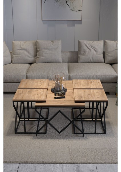 Orta Sehpa ve Zigon Sehpa V Lüx 5'li Set Atlantik Çam fırsatları