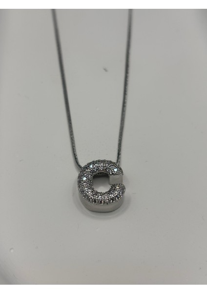 Zirkon Taşlı Gümüş C Harf Kolye fiyatları