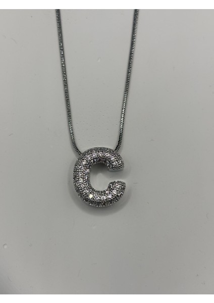Zirkon Taşlı Gümüş C Harf Kolye modelleri