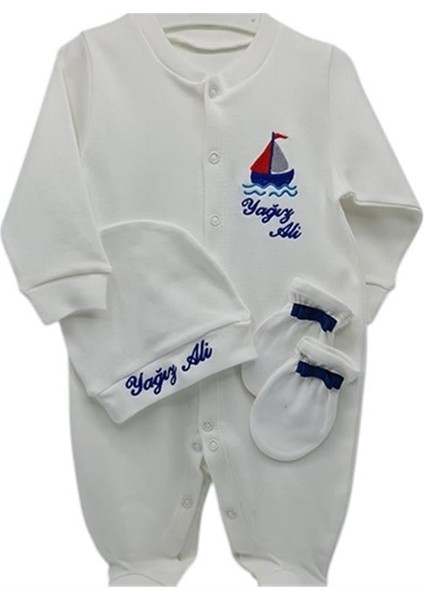 Yelken Desenli Erkek Bebek Hastane Çıkışı 3 Lü Set