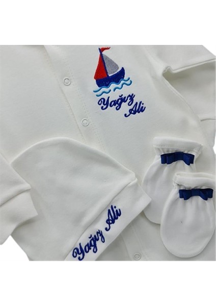 Yelken Desenli Erkek Bebek Hastane Çıkışı 3 Lü Set