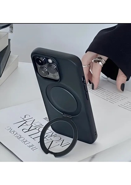 Apple iPhone 15 Pro Max Uyumlu Metal Stantlı Magsafe Destekli Premium Kılıf fiyatları