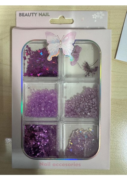 6 Farklı Çeşitli 3D Tırnak Süsleri Tırnak Charm Nail Charms Nail Art Objeleri Karışık 5