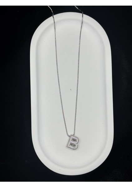 Zirkon Taşlı B Harf Kolye