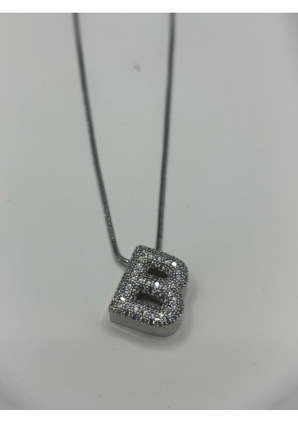 Zirkon Taşlı B Harf Kolye modelleri