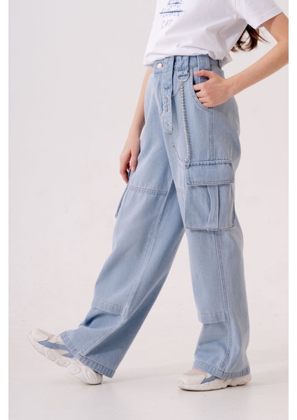 Kız Çocuk Zincir Detaylı Kot Pantolon 2196 fiyatları