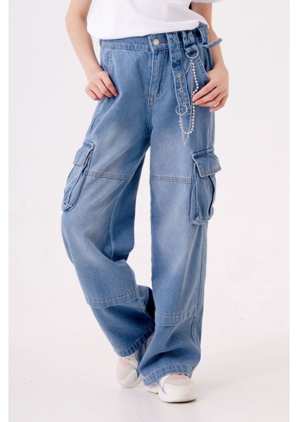 Kız Çocuk Zincir Detaylı Kot Pantolon 2196 fiyatları