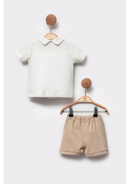 Çizgili Yelek Görünümlü Şort Kombinli Özel Gün ve Bayramlık 2'li Alt-Üst Erkek Bebek Takım fırsatları