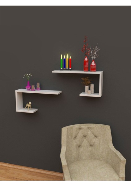 2'li Set Modern Dekoratif Duvar Rafı