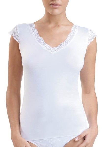 Kadın Modal Elastan T-Shirt 1348 - Krem