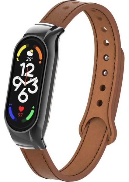 Xiaomi Mi Band 7 Uyumlu Krd-68 Deri Kordon - KAHVERENGI-8680436607312-TDOM77021