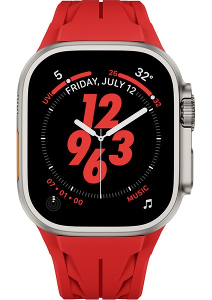Apple Watch Ultra 49MM KRD-127 Metal Tokalı Silikon KORDON-BEYAZ-8680436819081-TDOM111523