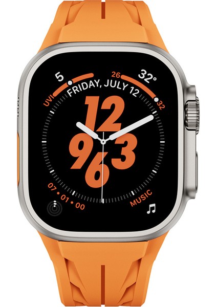 Apple Watch Ultra 49MM KRD-127 Metal Tokalı Silikon KORDON-BEYAZ-8680436819081-TDOM111523