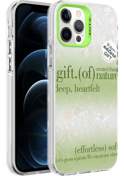 Apple iPhone 12 Pro Max Kılıf Mermer Desenli Marbello KAPAK-YEŞIL-8680436705124-TDOM90905