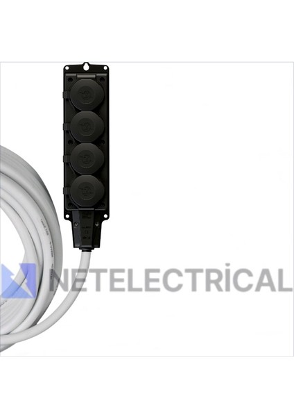 Kauçuk 4'lü Topraklı Grup Priz Uzatma Kablosu 20 Metre 3x1.5 mm² Ttr Beyaz Kablolu