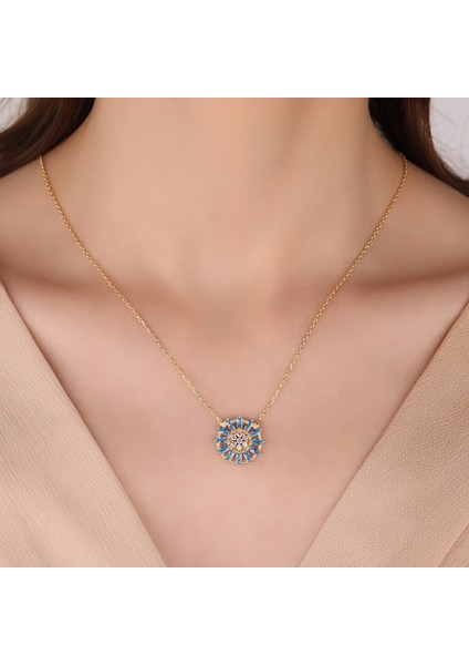 Baguette Kesim Aquamarine Kolye, 18 Ayar Altın Kaplama Kolye, 925 Ayar Gümüş Kolye modelleri