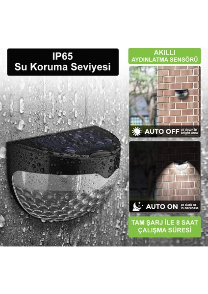 Güneş Enerjili Duvar ve Çit Led Aydınlatma 4 Adet / GT-SL23