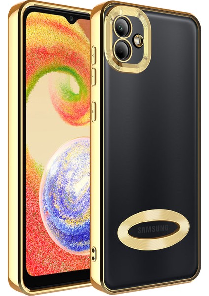 Galaxy A04 Kılıf Kamera Korumalı Logo Gösteren Omega KAPAK-GOLD-8680436657157-MRYN84324