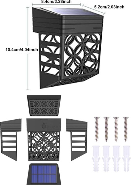 Güneş Enerjili Duvar ve Çit Led Aydınlatma 4 Adet / GT-SL22