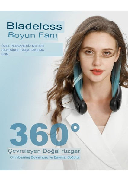 Yeni Nesil Şarjlı Boyun Asma Fanı 3 Vites Ayarlanabilir
