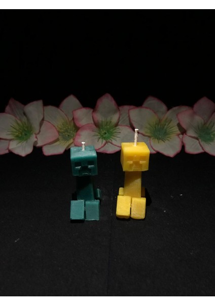 Minecraft Creeper 2'li Set Figür Mum Sarı ve Yeşil