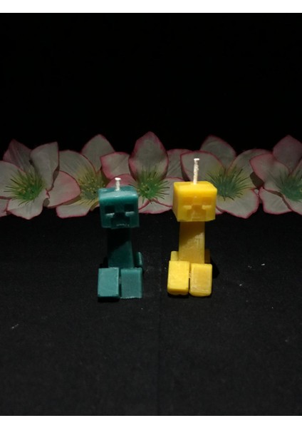 Minecraft Creeper 2'li Set Figür Mum Sarı ve Yeşil