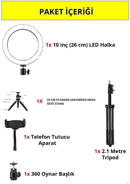 Ensiga Makyaj Ring Light Youtuber Tiktok Çekim Işığı 10 Inç 2.1 mt Tripod Profesyonel Masa Üstü Ayaklı fiyatları