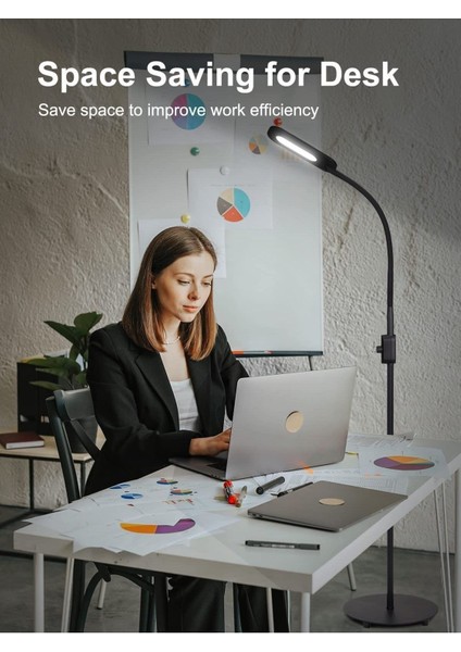 LED Yer Lambası Ayaklı Ayarlanabilir 3 Renk Parlaklıklı Döner Güzellik Salonu Beauty Ev Ofis Lambası