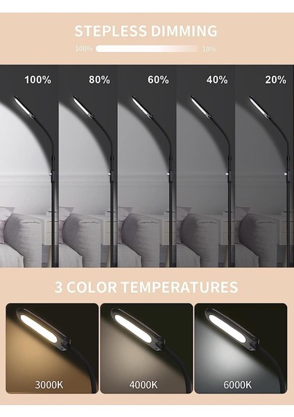 LED Yer Lambası Ayaklı Ayarlanabilir 3 Renk Parlaklıklı Döner Güzellik Salonu Beauty Ev Ofis Lambası fırsatları
