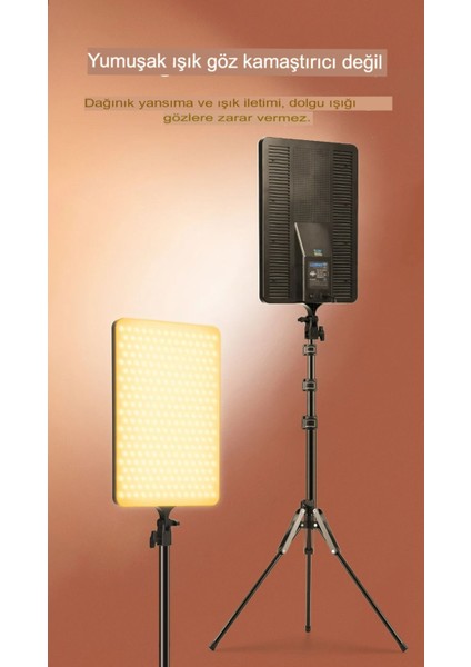 19 Inç LED Video Işık Kiti Studio Pograph Light Kamera Lambası Dimmabable Tripodlu Panel Işık modelleri