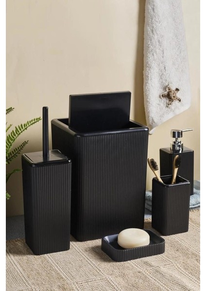 Perotti Palermo Siyah Kare 5'li Banyo Seti