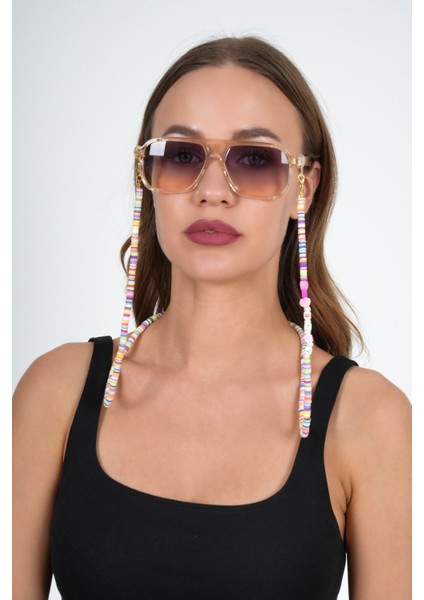 Fimo Love Kalpli Renkli Gözlük Zinciri - Kolye - Bileklik fırsatları