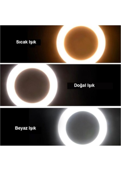 Ensiga Ring Light Youtuber Makyaj Selfie Işığı 14 Inç Kuaför Make Up LED +2.1mt Tripod
