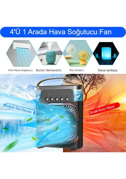 Buzlu Su Püskürtmeli Hava Serinletici Fan Taşınabilir Hava Nemlendiricili Ledli Fan modelleri