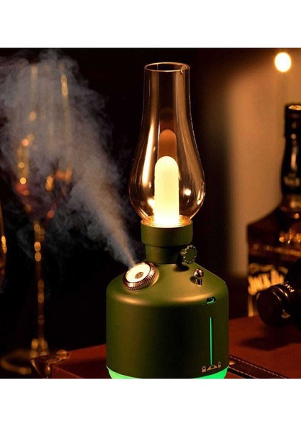 Nostalji Hava Nemlendirici ile LED Işık Aromaterapi Difüzör Kablosuz Mist Maker USB Şarj Edilebilir