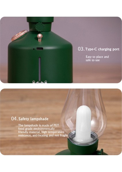 Nostalji Hava Nemlendirici ile LED Işık Aromaterapi Difüzör Kablosuz Mist Maker USB Şarj Edilebilir fiyatları