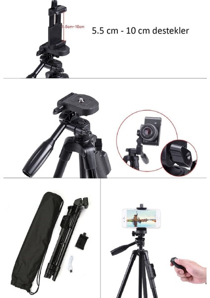 Bluetooth Kumandalı Youtuber Tiktok LED Işıklı Tripod Selfie Işığı Ring Light 14 Inç Halka 156CM indirimleri