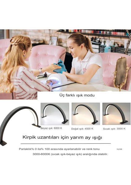 Taşlı Profesyonel Yarım Ay Ring Light Stand LED Işık Tırnak Kirpik Işık LED Manikür Işık LED modelleri