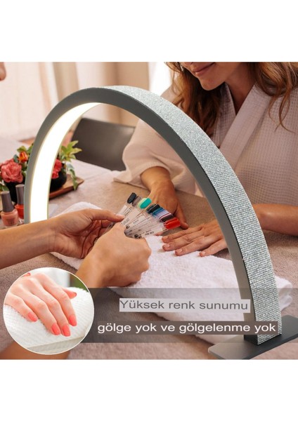 Taşlı Profesyonel Yarım Ay Ring Light Stand LED Işık Tırnak Kirpik Işık LED Manikür Işık LED indirimleri