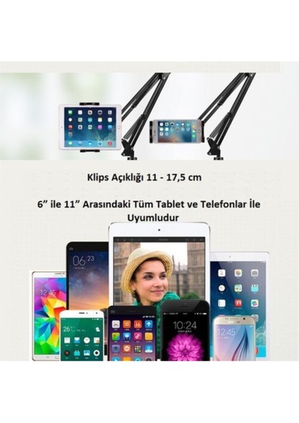 Telefon Tablet Masa Tutucu 6" 11" Esnek Uzun Kollu 360 Derece Her Şey Burada modelleri
