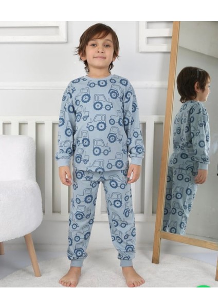 Erkek Çocuk Pamuklu Traktör Desenli Pijama Takımı