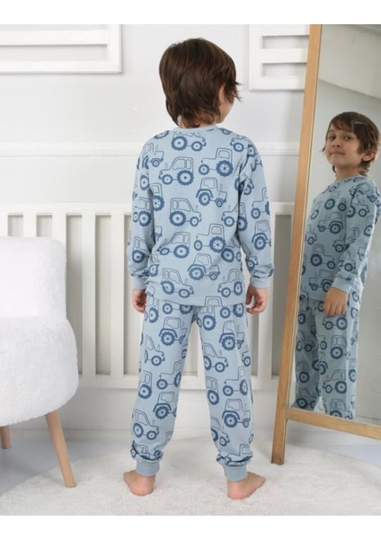 Erkek Çocuk Pamuklu Traktör Desenli Pijama Takımı modelleri