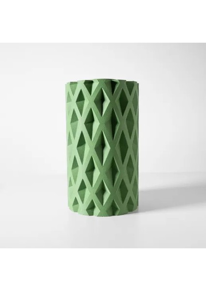 Geometrik Tasarımlı Modern Yeşil Vazo