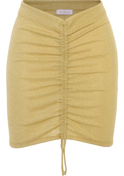 Lurex Simli Sarı Etek