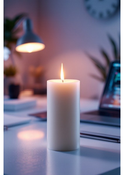 El Işçiliği Hand Made Kütük Silindir Mum Krem Renk 5 cm Genişlik 20 cm Uzunluk Kahve Aroması Kokulu fiyatları